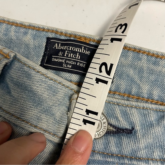 ABERCROMBIE & FITCH SIMONE HIGH RISE STRAIGHT JEANS, distressed crop sz 27/ 4 - Picture 6 of 8
